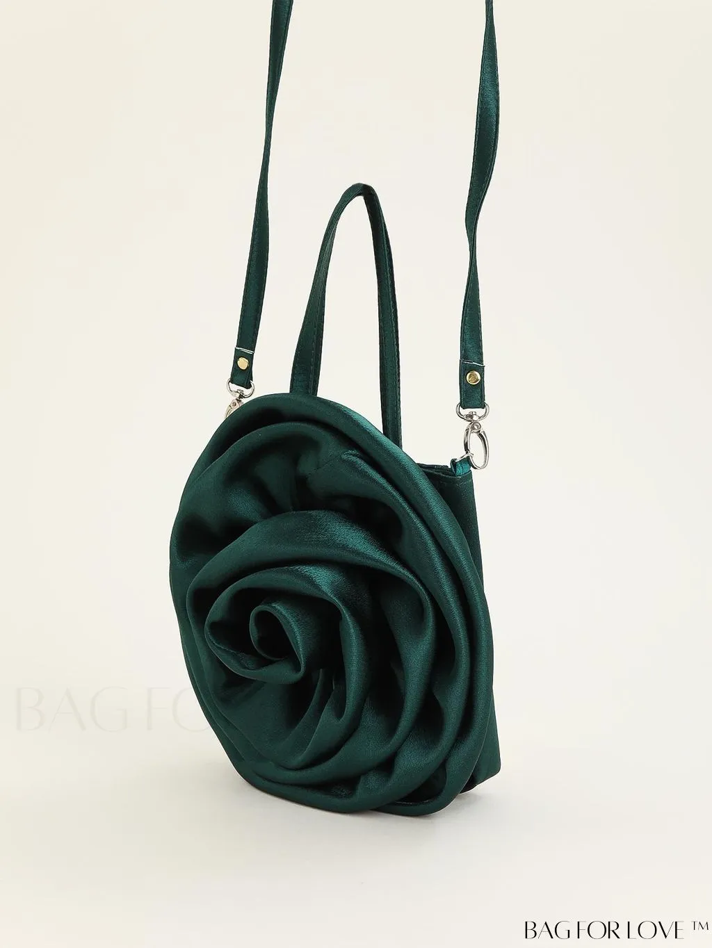 BagForLove - Satin 3D Flower Clutch Handbag: Elegant and Romantic for Parties, Weddings, and Evening Events