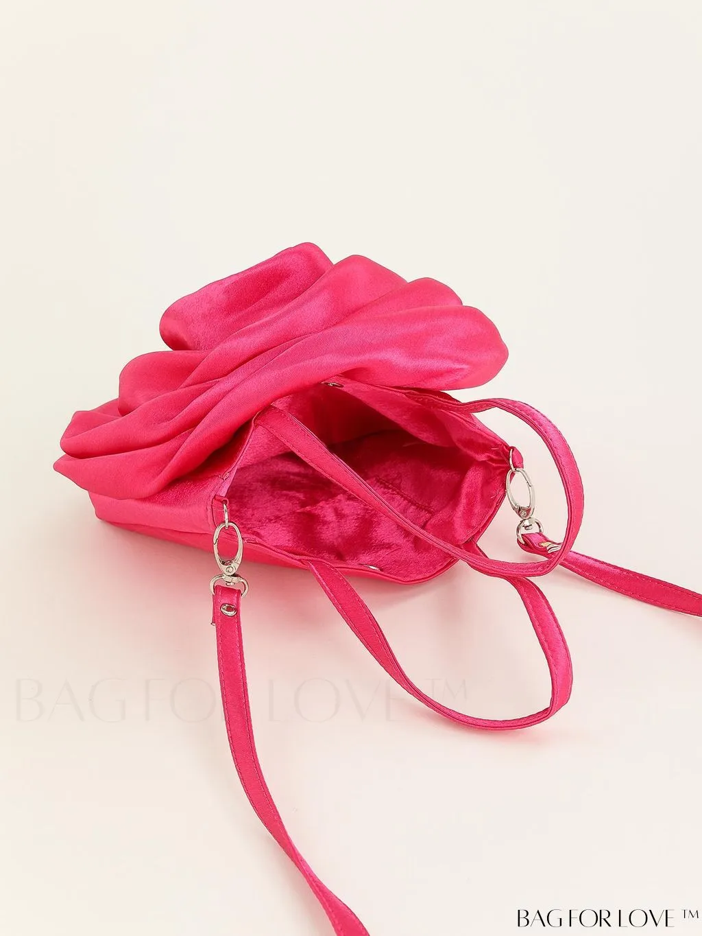 BagForLove - Satin 3D Flower Clutch Handbag: Elegant and Romantic for Parties, Weddings, and Evening Events
