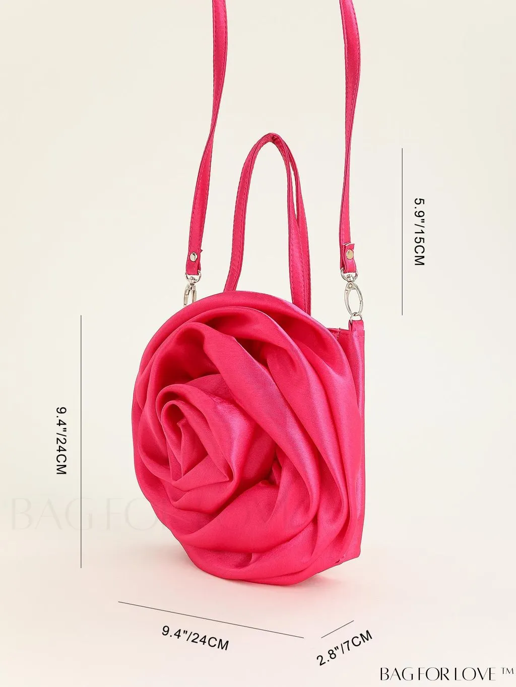 BagForLove - Satin 3D Flower Clutch Handbag: Elegant and Romantic for Parties, Weddings, and Evening Events