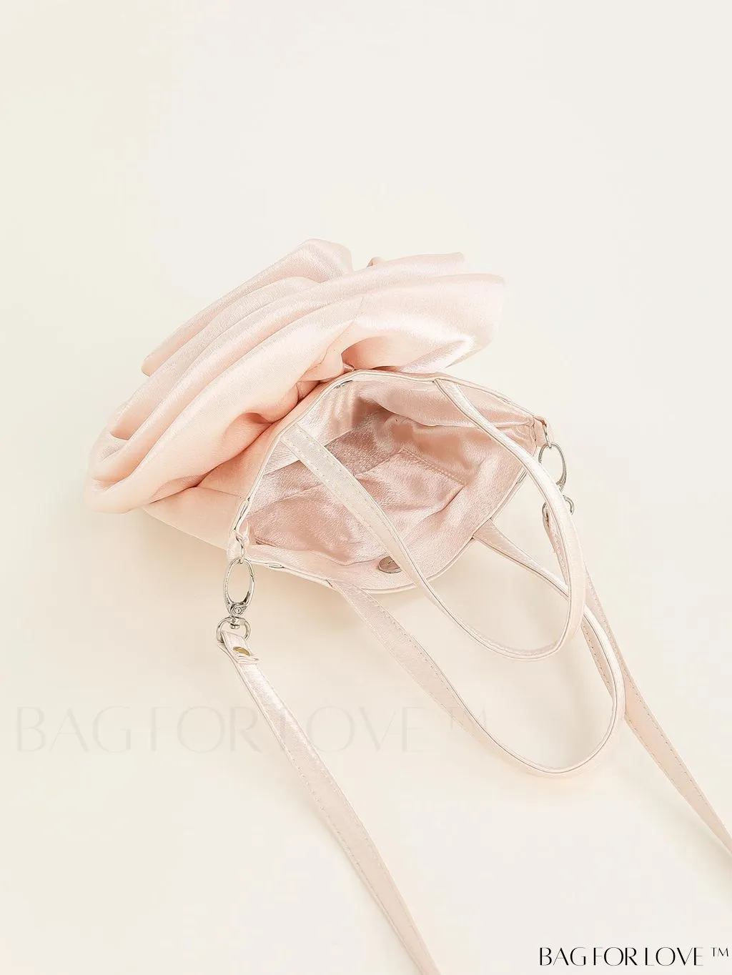 BagForLove - Satin 3D Flower Clutch Handbag: Elegant and Romantic for Parties, Weddings, and Evening Events