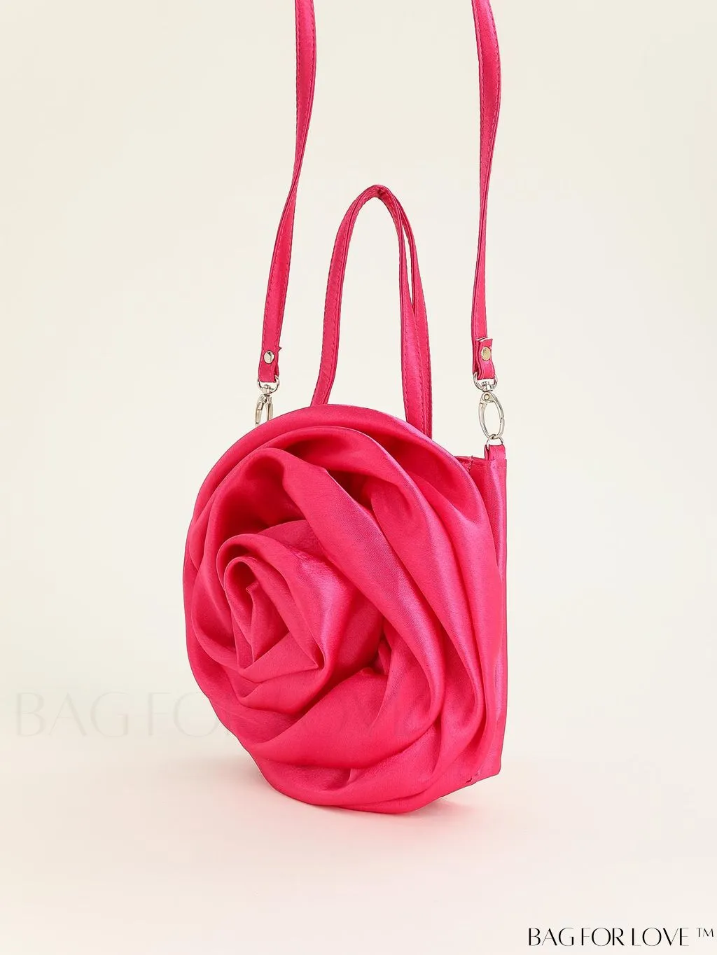 BagForLove - Satin 3D Flower Clutch Handbag: Elegant and Romantic for Parties, Weddings, and Evening Events