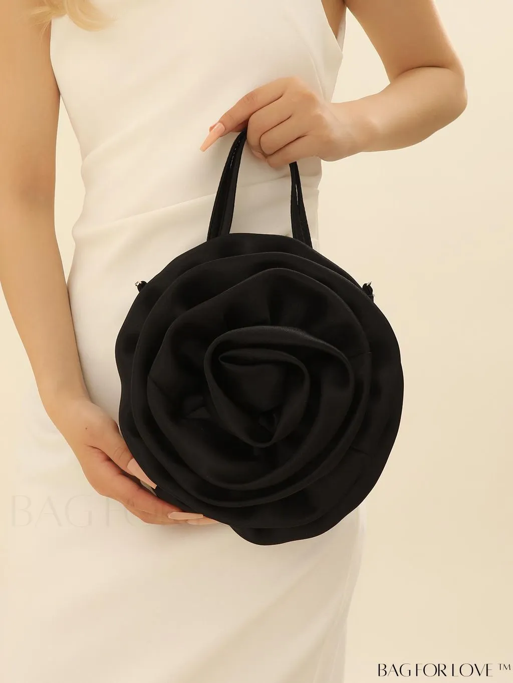 BagForLove - Satin 3D Flower Clutch Handbag: Elegant and Romantic for Parties, Weddings, and Evening Events