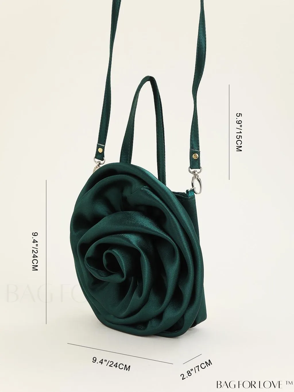 BagForLove - Satin 3D Flower Clutch Handbag: Elegant and Romantic for Parties, Weddings, and Evening Events