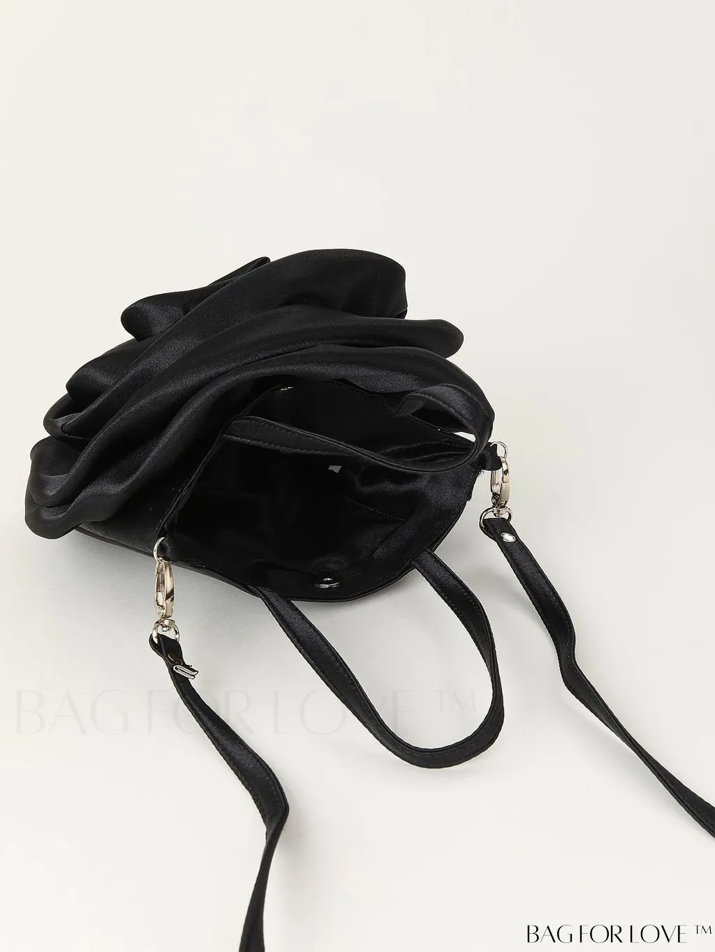 BagForLove - Satin 3D Flower Clutch Handbag: Elegant and Romantic for Parties, Weddings, and Evening Events