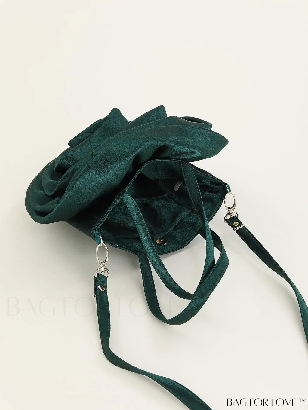 BagForLove - Satin 3D Flower Clutch Handbag: Elegant and Romantic for Parties, Weddings, and Evening Events