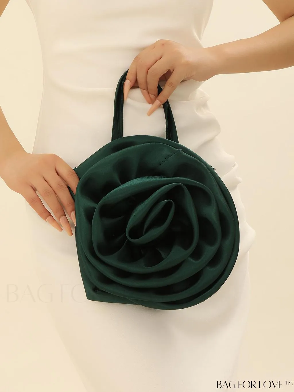 BagForLove - Satin 3D Flower Clutch Handbag: Elegant and Romantic for Parties, Weddings, and Evening Events