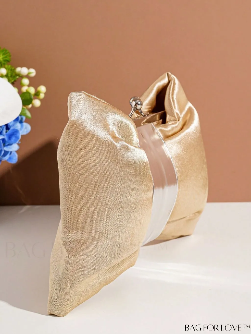 BagForLove - Satin Kiss Lock Evening Bag with Elegant Bow Design