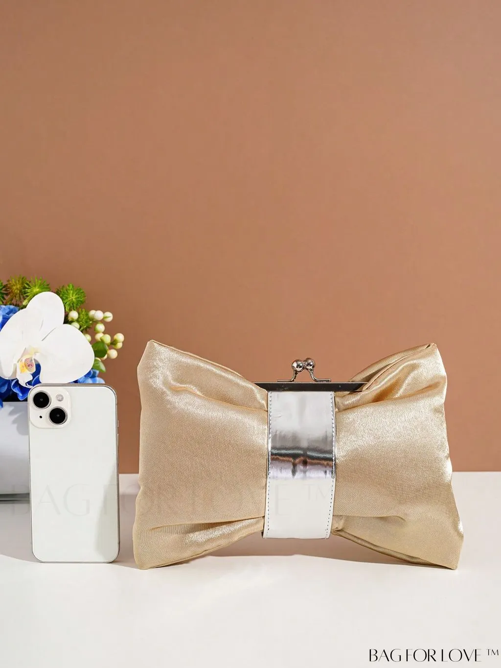 BagForLove - Satin Kiss Lock Evening Bag with Elegant Bow Design