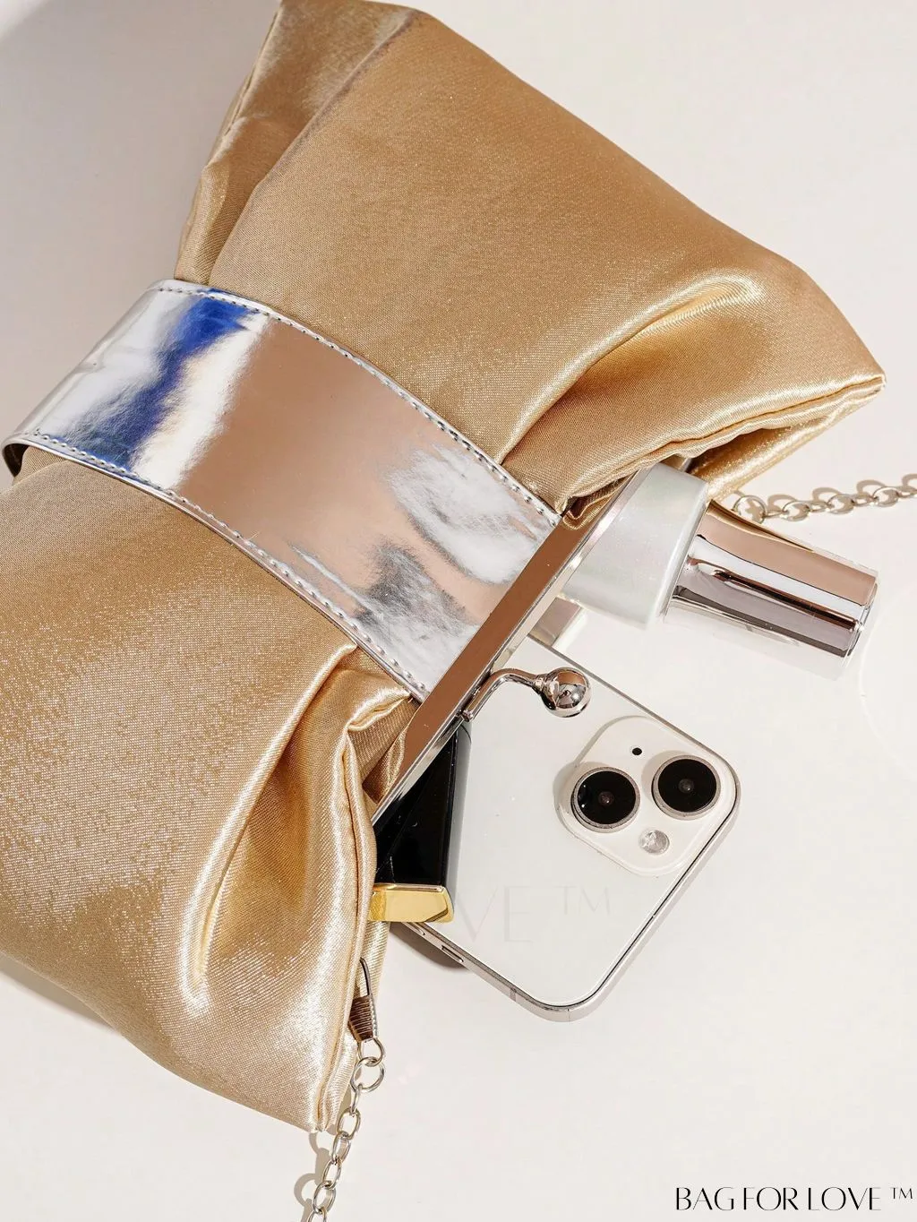 BagForLove - Satin Kiss Lock Evening Bag with Elegant Bow Design