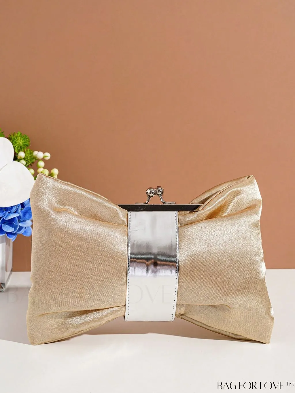 BagForLove - Satin Kiss Lock Evening Bag with Elegant Bow Design