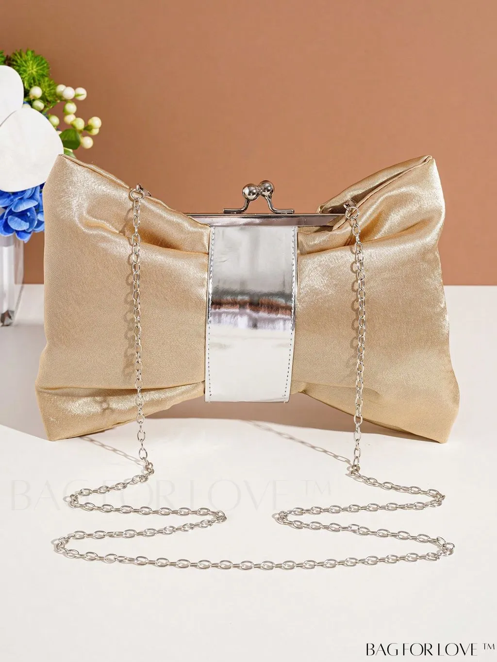 BagForLove - Satin Kiss Lock Evening Bag with Elegant Bow Design