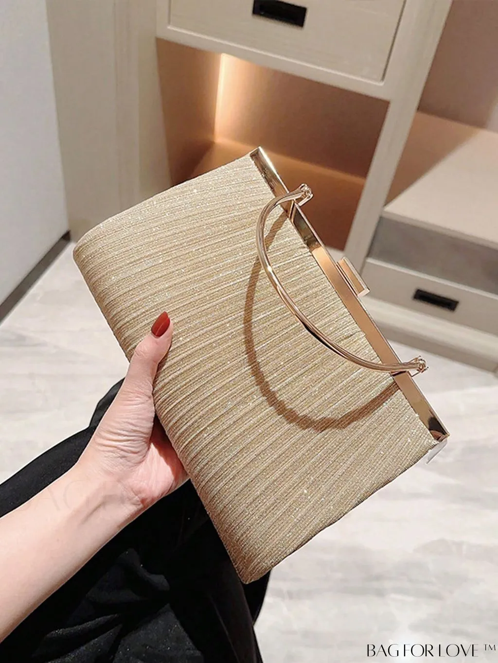 BagForLove - Stylish Pleated Glitter Square Bag for an Alluring Look