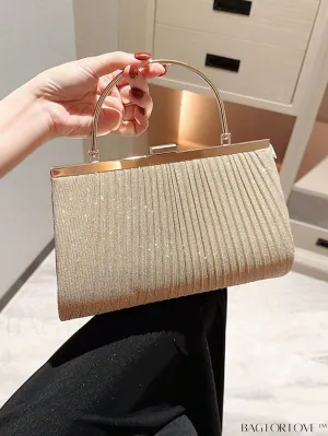 BagForLove - Stylish Pleated Glitter Square Bag for an Alluring Look