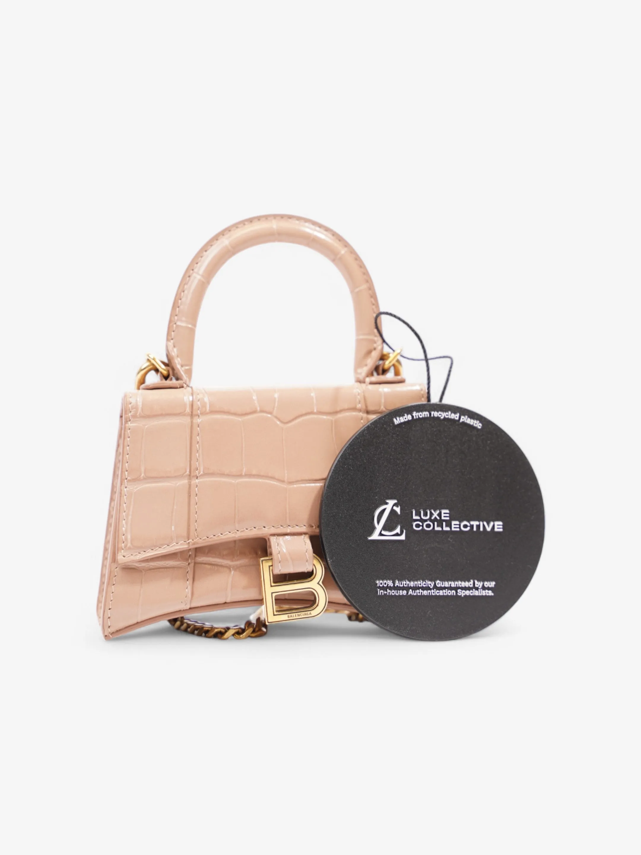 Balenciaga Hourglass Nude Embossed Leather XS