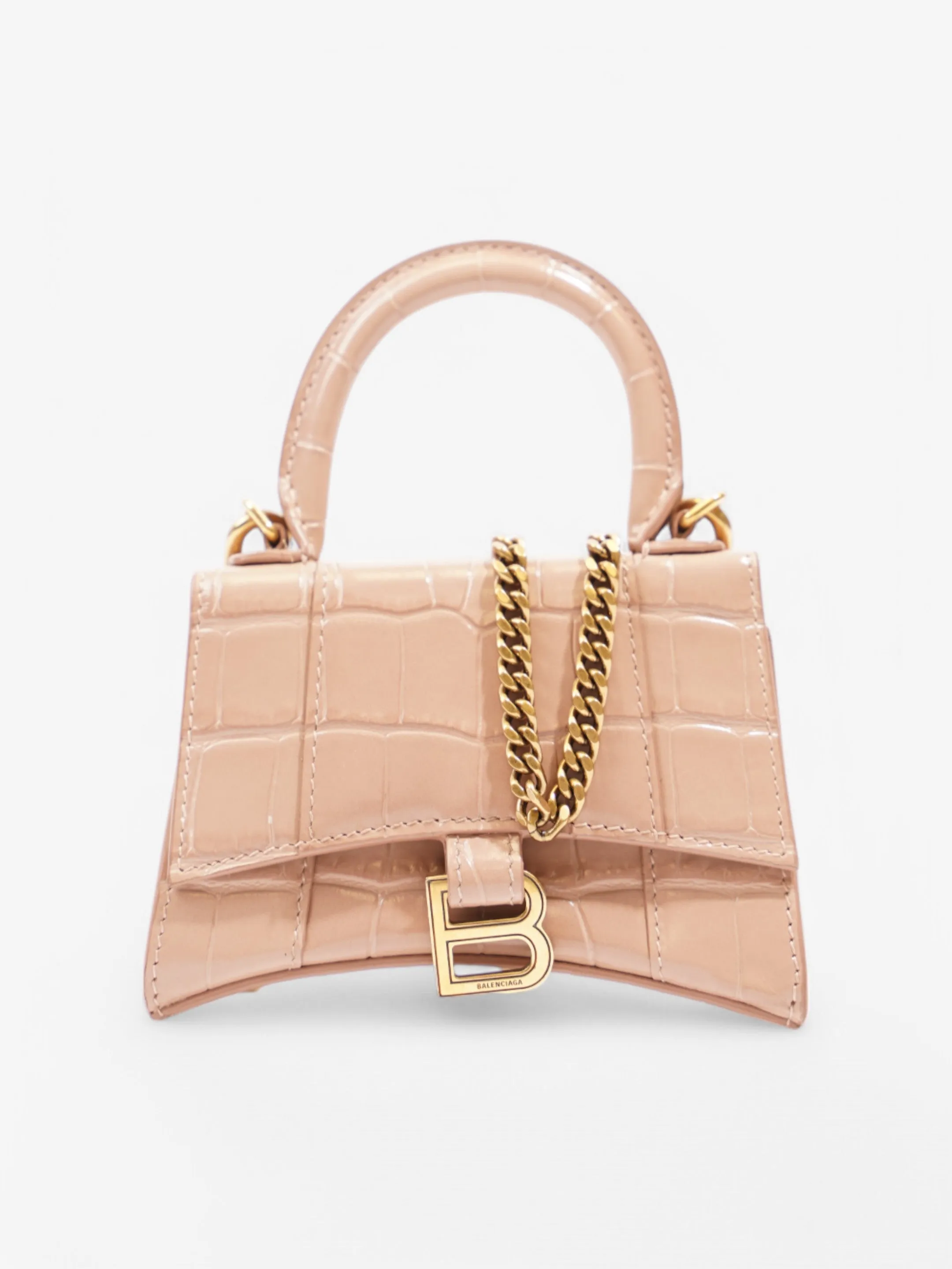 Balenciaga Hourglass Nude Embossed Leather XS