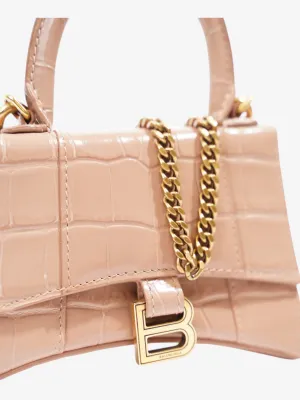 Balenciaga Hourglass Nude Embossed Leather XS