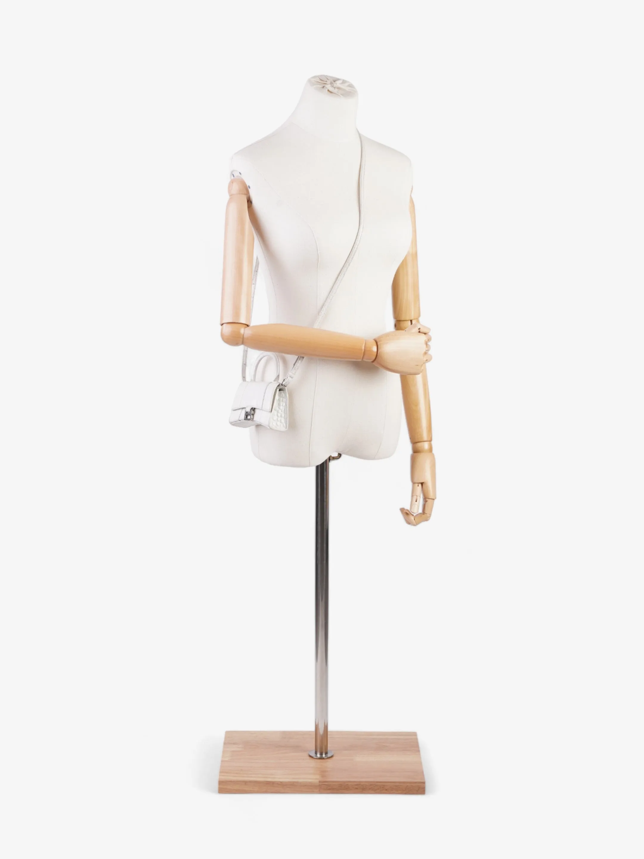 Balenciaga Hourglass White Embossed Leather Mini