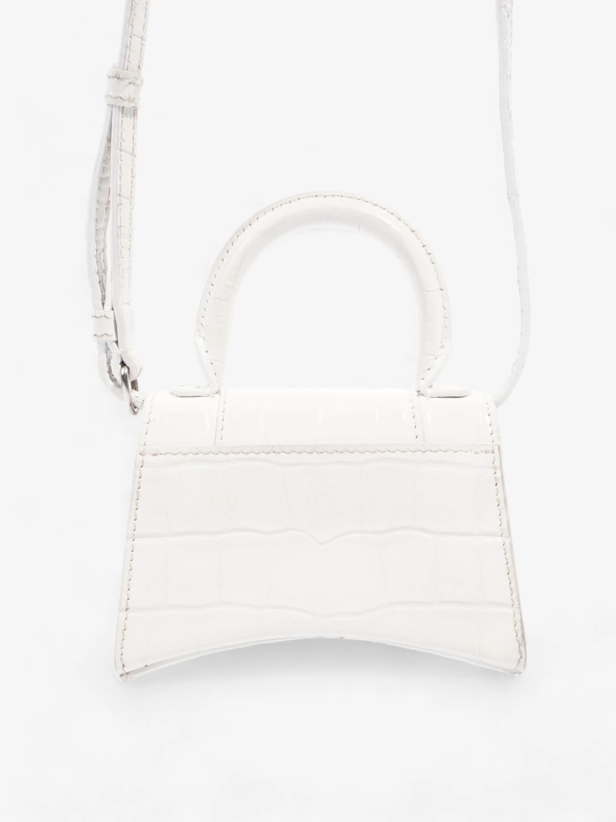 Balenciaga Hourglass White Embossed Leather Mini
