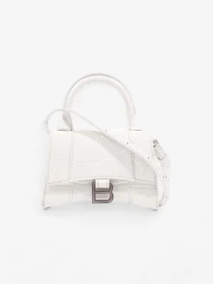 Balenciaga Hourglass White Embossed Leather Mini