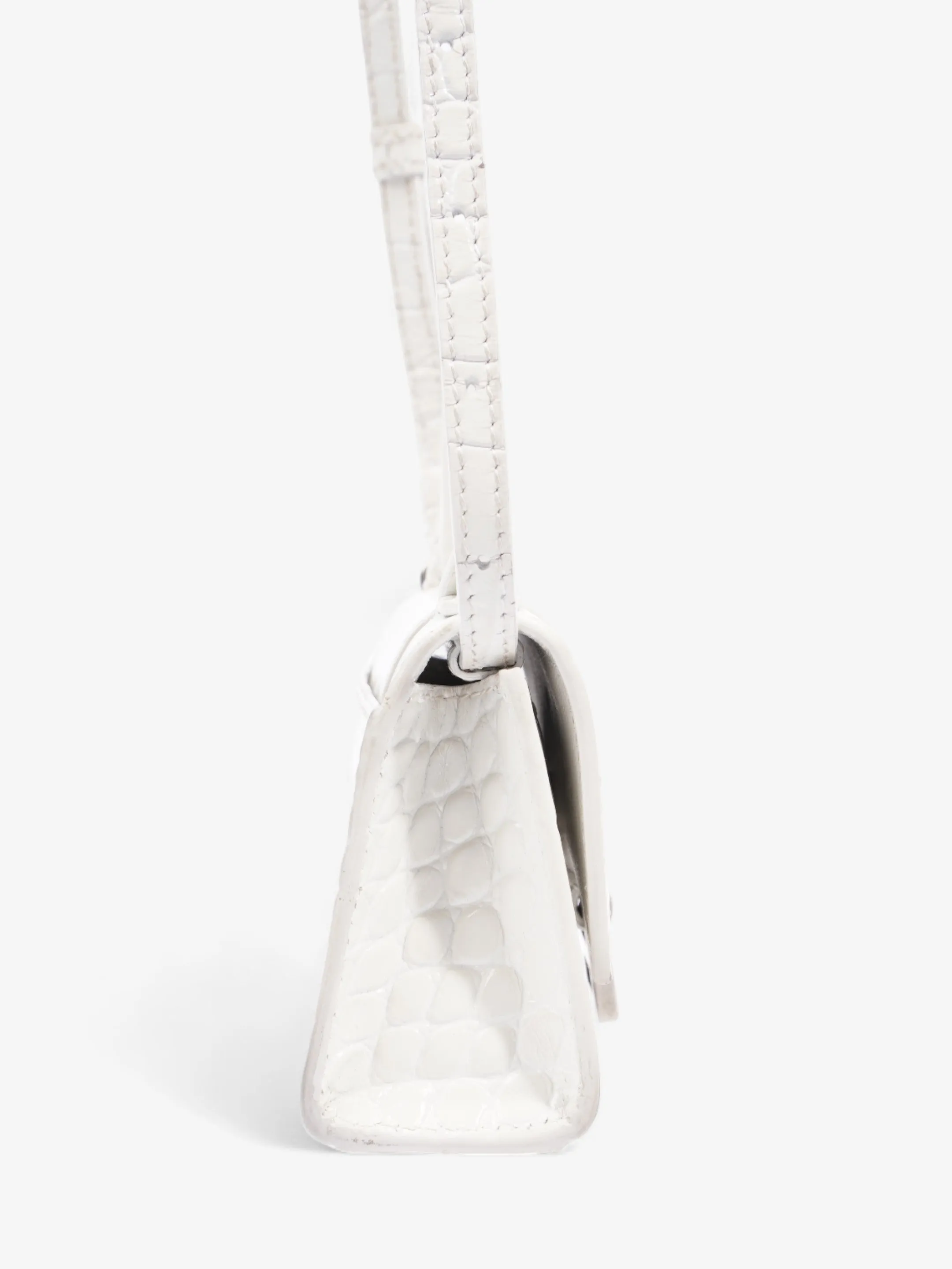 Balenciaga Hourglass White Embossed Leather Mini