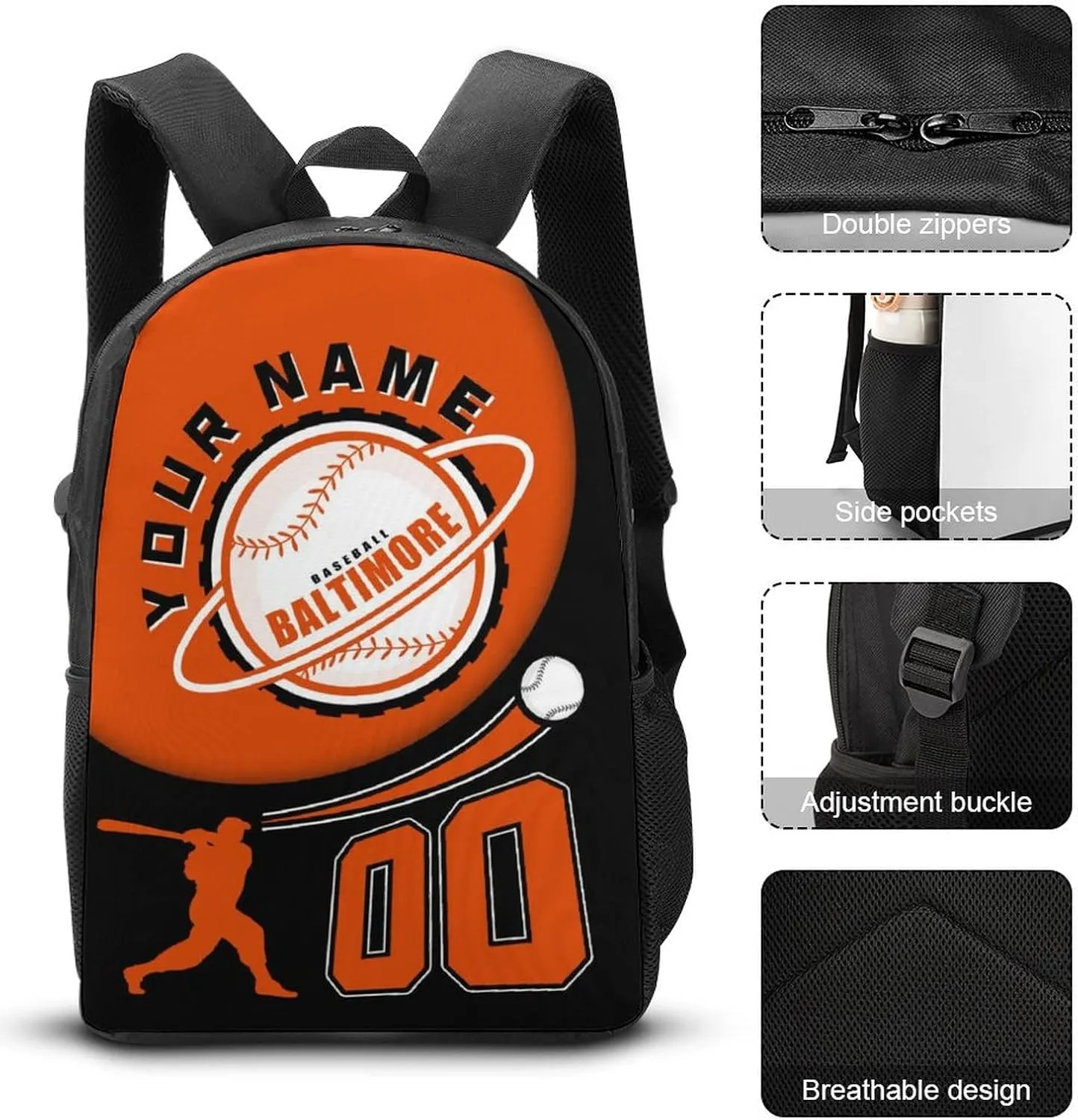 Baltimore Backpack Custom Laptop Bag Travel Bag Personalized Name Number Gifts for Men Women Boy