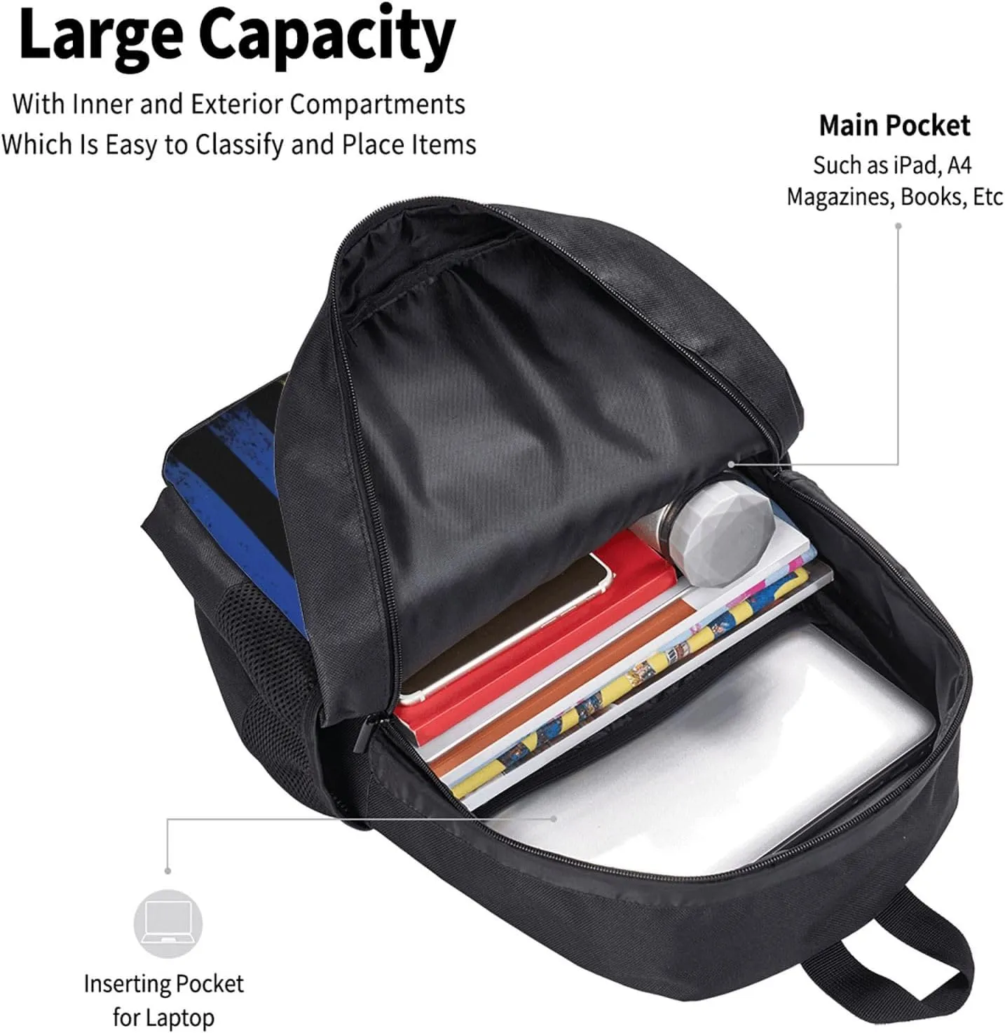 Barbadian American Flag Casual Backpacks Large Capacity Backpack Laptop Rucksack Sport Daypack Commuter Bags with Adjustable Strap for Traveling Camping