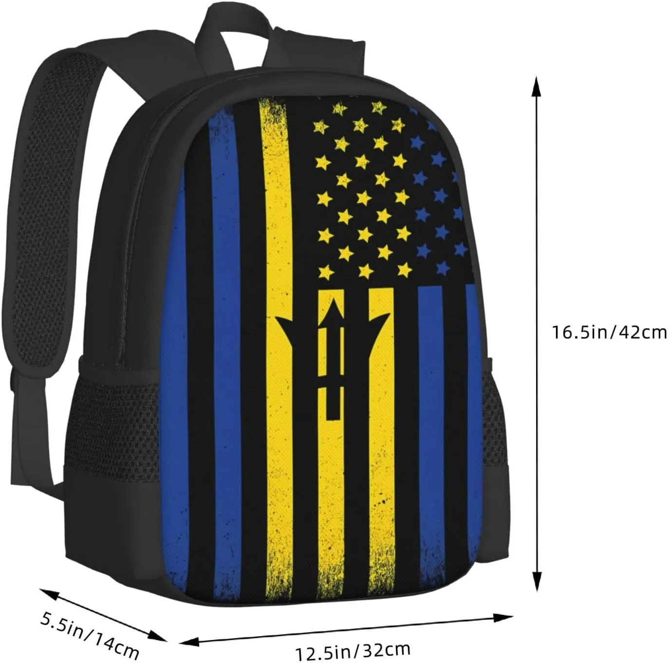 Barbadian American Flag Casual Backpacks Large Capacity Backpack Laptop Rucksack Sport Daypack Commuter Bags with Adjustable Strap for Traveling Camping