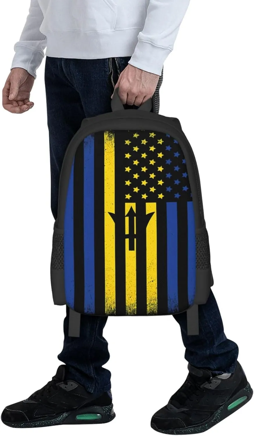Barbadian American Flag Casual Backpacks Large Capacity Backpack Laptop Rucksack Sport Daypack Commuter Bags with Adjustable Strap for Traveling Camping