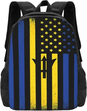Barbadian American Flag Casual Backpacks Large Capacity Backpack Laptop Rucksack Sport Daypack Commuter Bags with Adjustable Strap for Traveling Camping