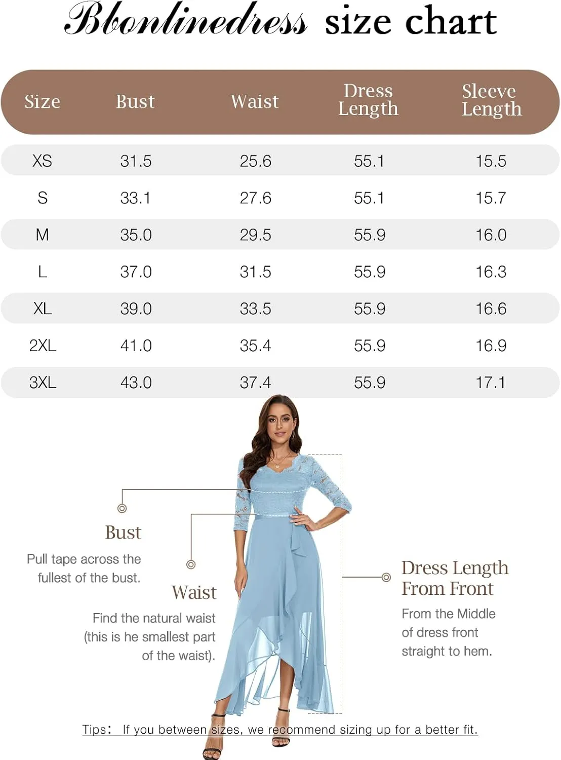 Bbonlinedress Women's V-Neck Dress for Women Wedding Guest Hi-Lo Floral Lace Prom Cocktail Party Formal Bridesmaid Dress