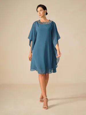 Beaded Chiffon Cape Dress