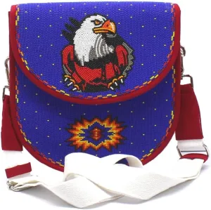 Beaded Crossbody Handbag Native American Style Bag Seed Beads Shoulder Handbag Handmade Beaded Unisex Bag. (Dark Blue)