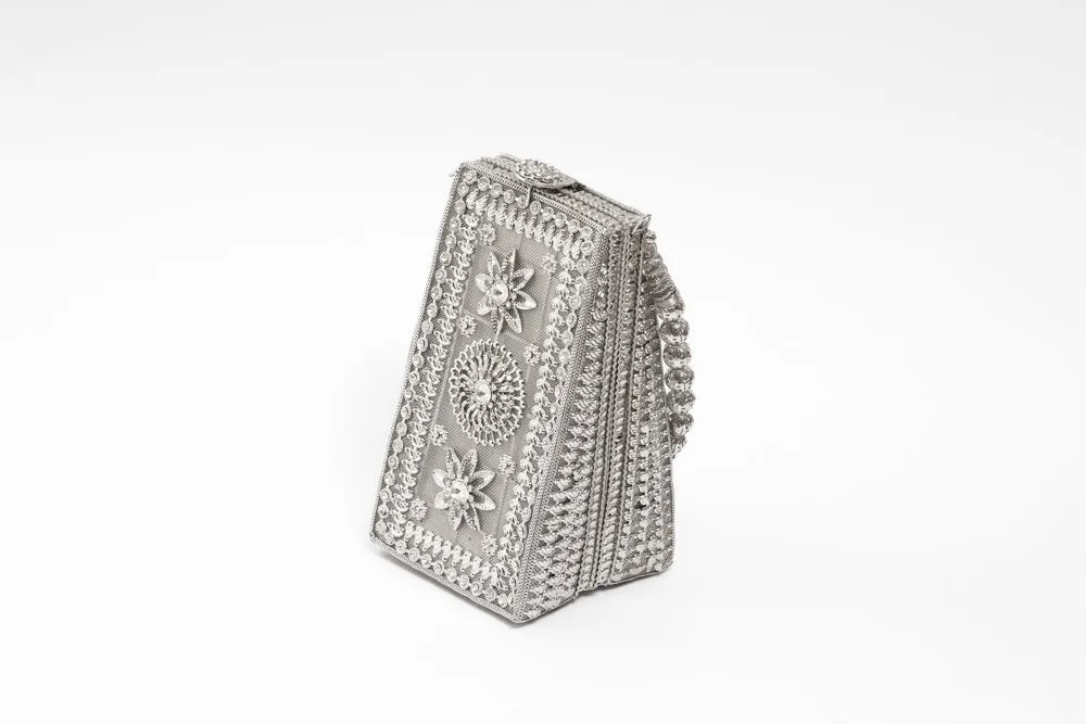 Beaded Rectangle-Triangle Fusion Bridal Clutch