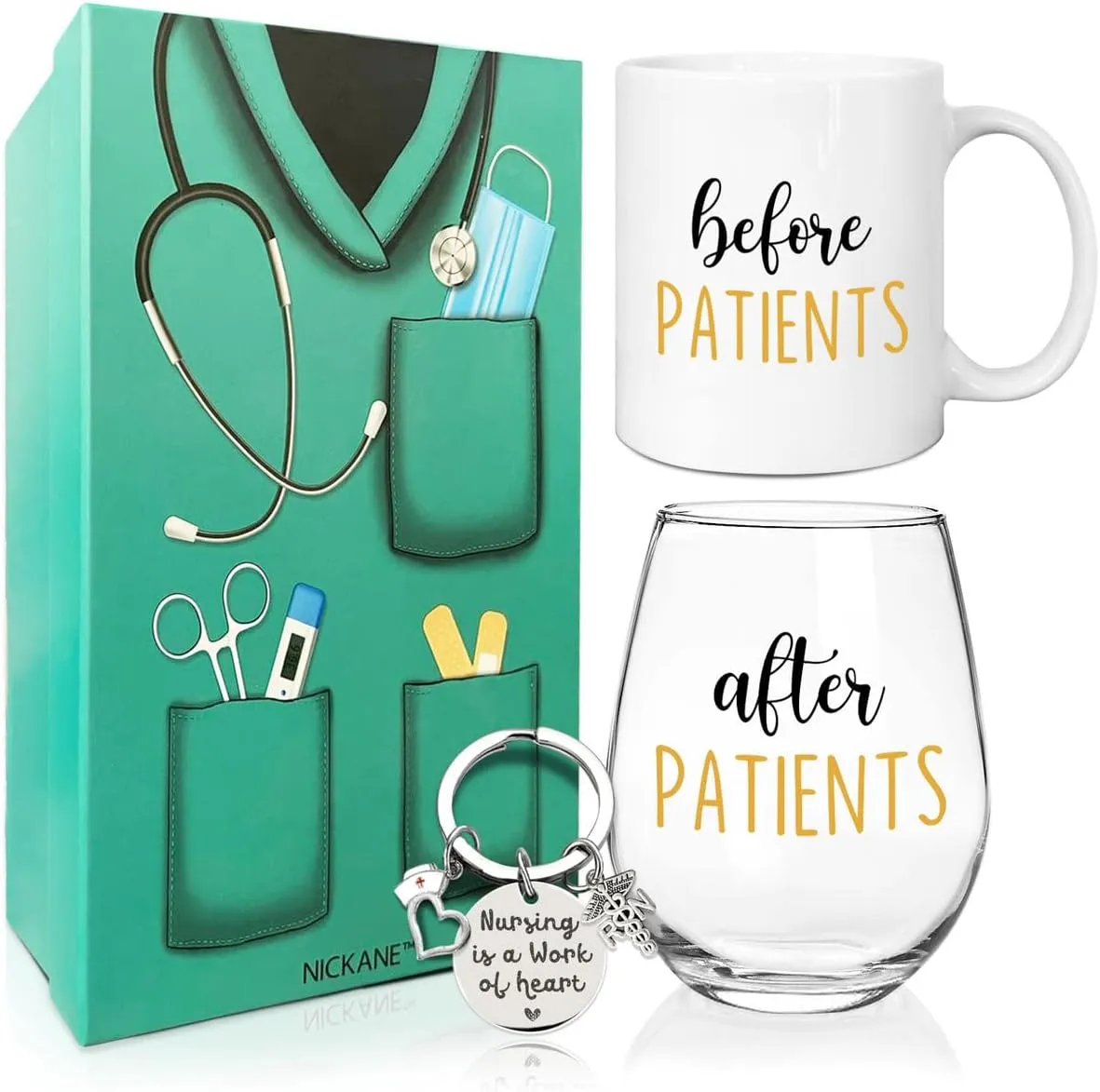 Before, After Patients Set | 11oz Coffee Mug, 15oz Wine Glass | Nurse Graduation Gift Ideas | Thank You and Appreciation For Nurses, Doctors, Dentists, Hygienists, Physician