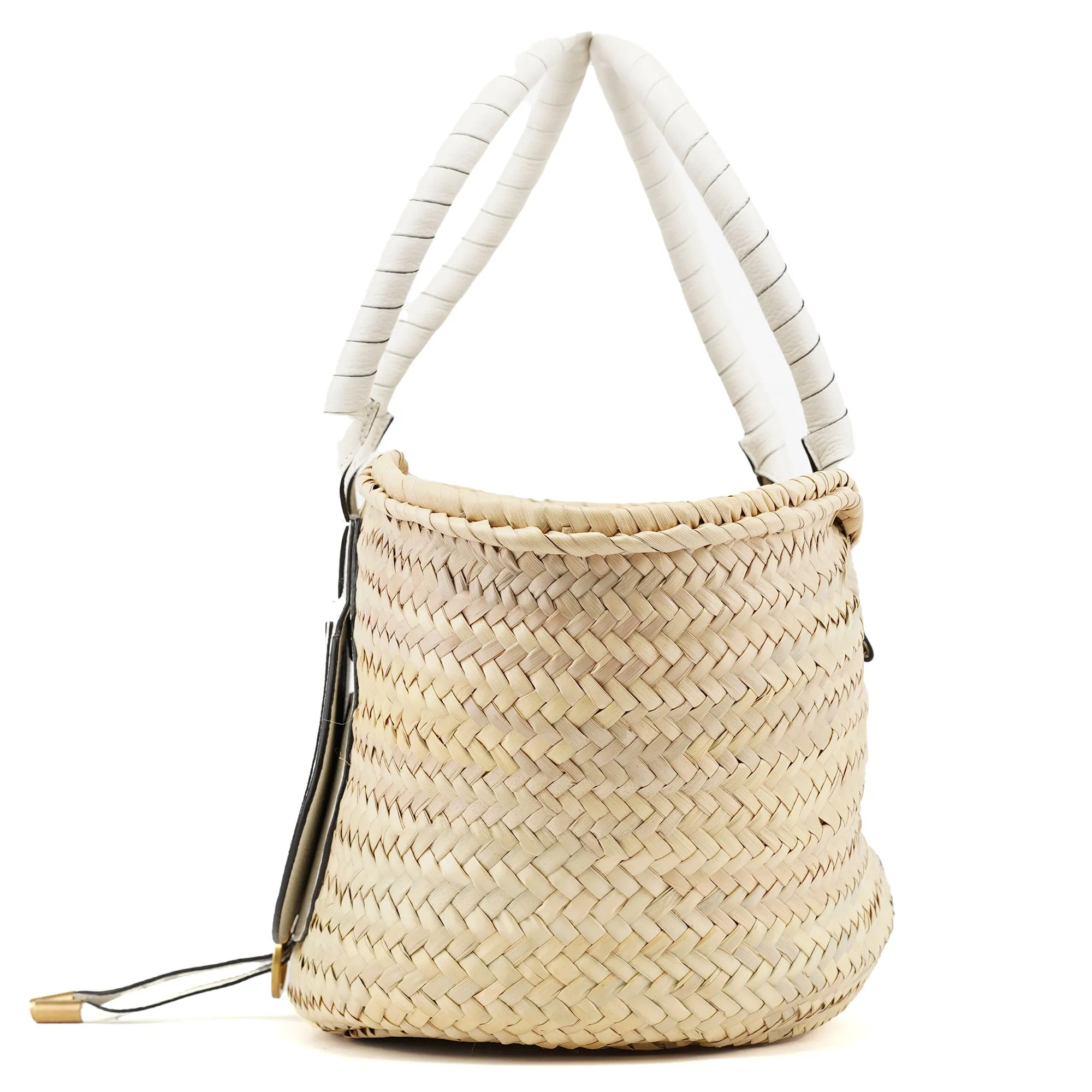 Beige White Marcie Basket Bag