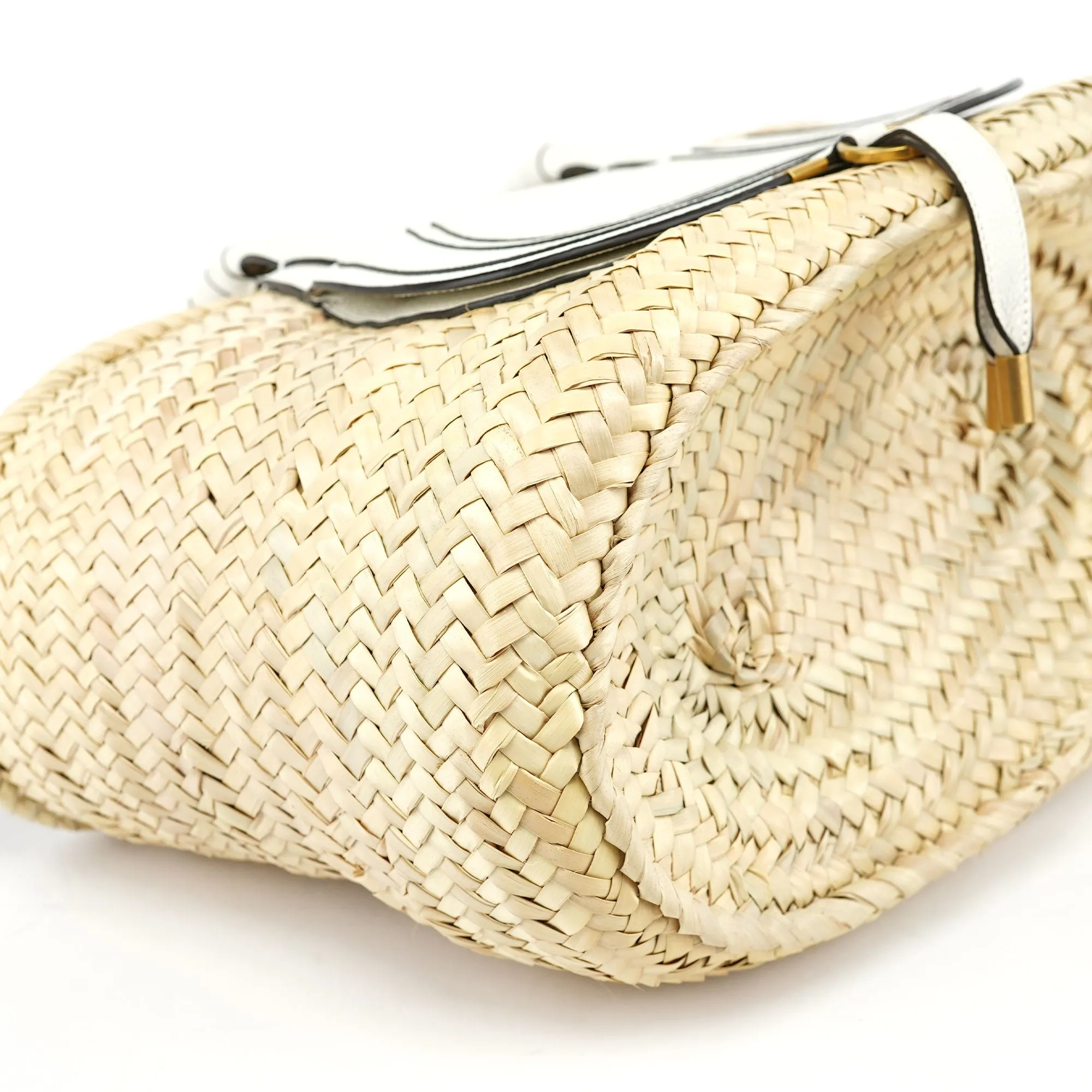 Beige White Marcie Basket Bag