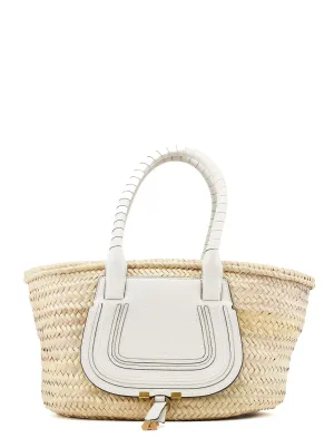 Beige White Marcie Basket Bag
