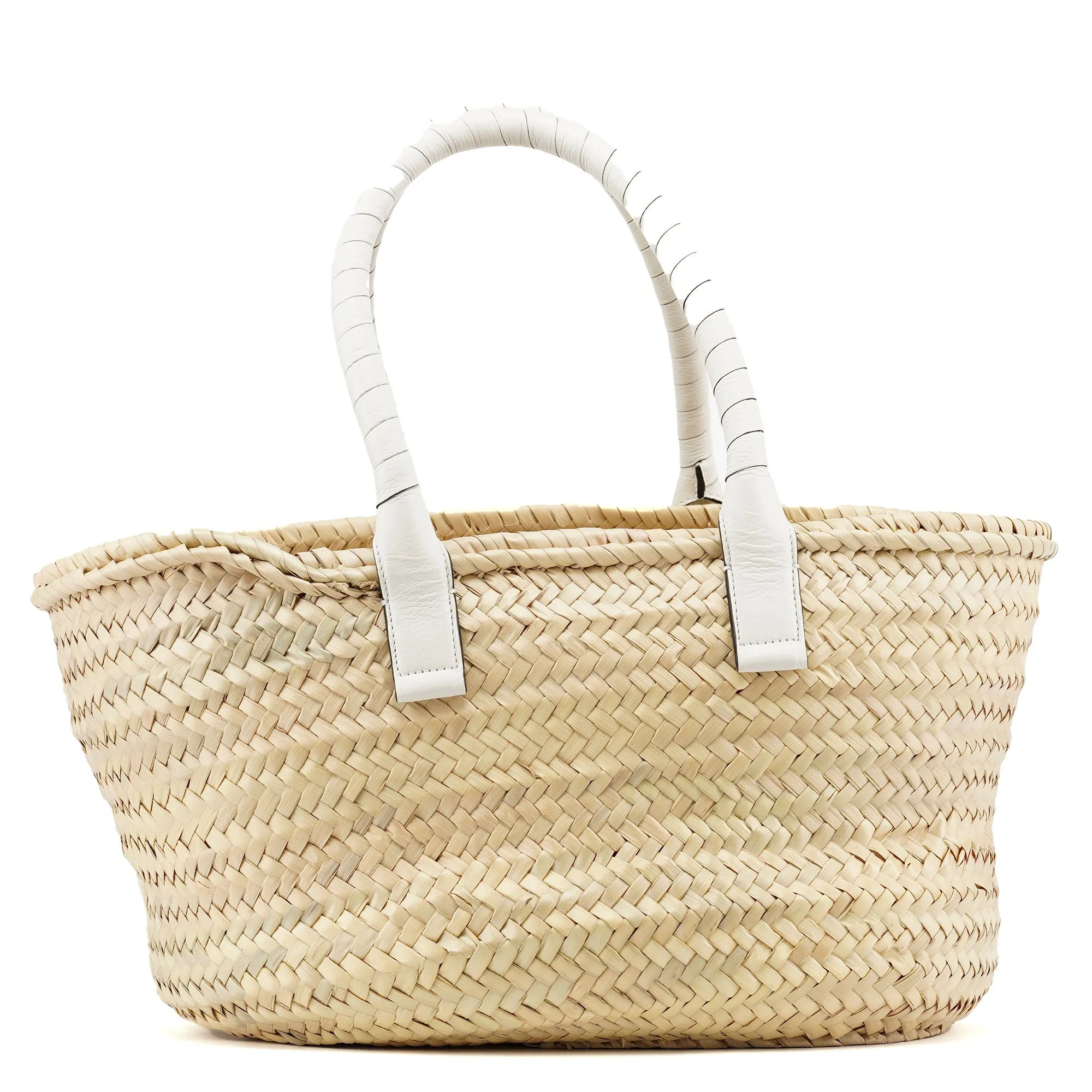 Beige White Marcie Basket Bag