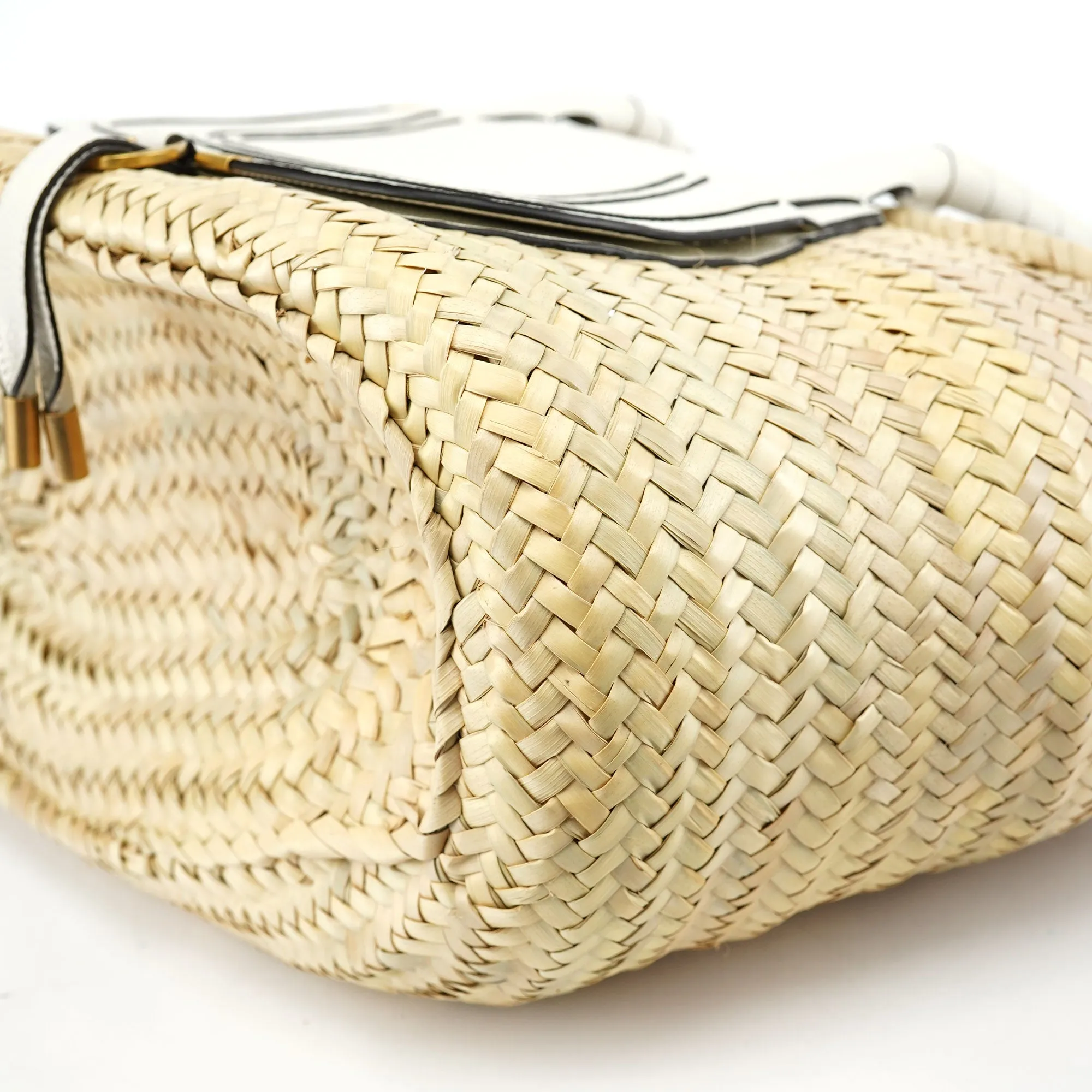 Beige White Marcie Basket Bag