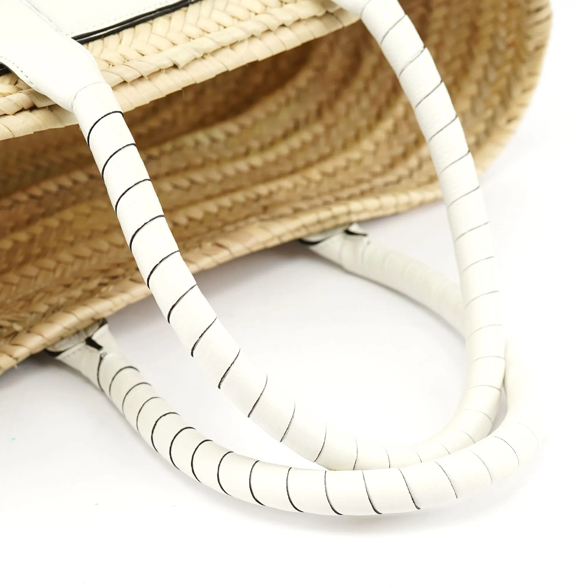 Beige White Marcie Basket Bag