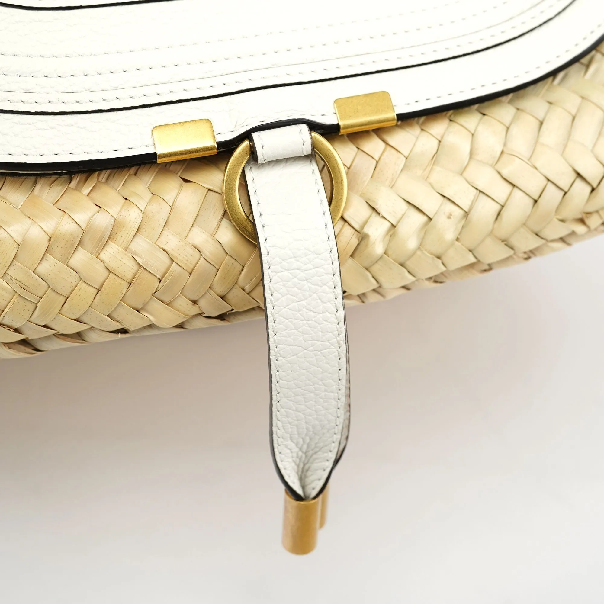 Beige White Marcie Basket Bag