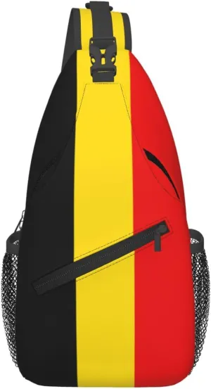 Belgian Flag Sling Bag for Men Women Adjustable Shoulder Sling Backpack Lightweight Chest Crossbody Bags for Travel Hiking Daypack Fanny Pack