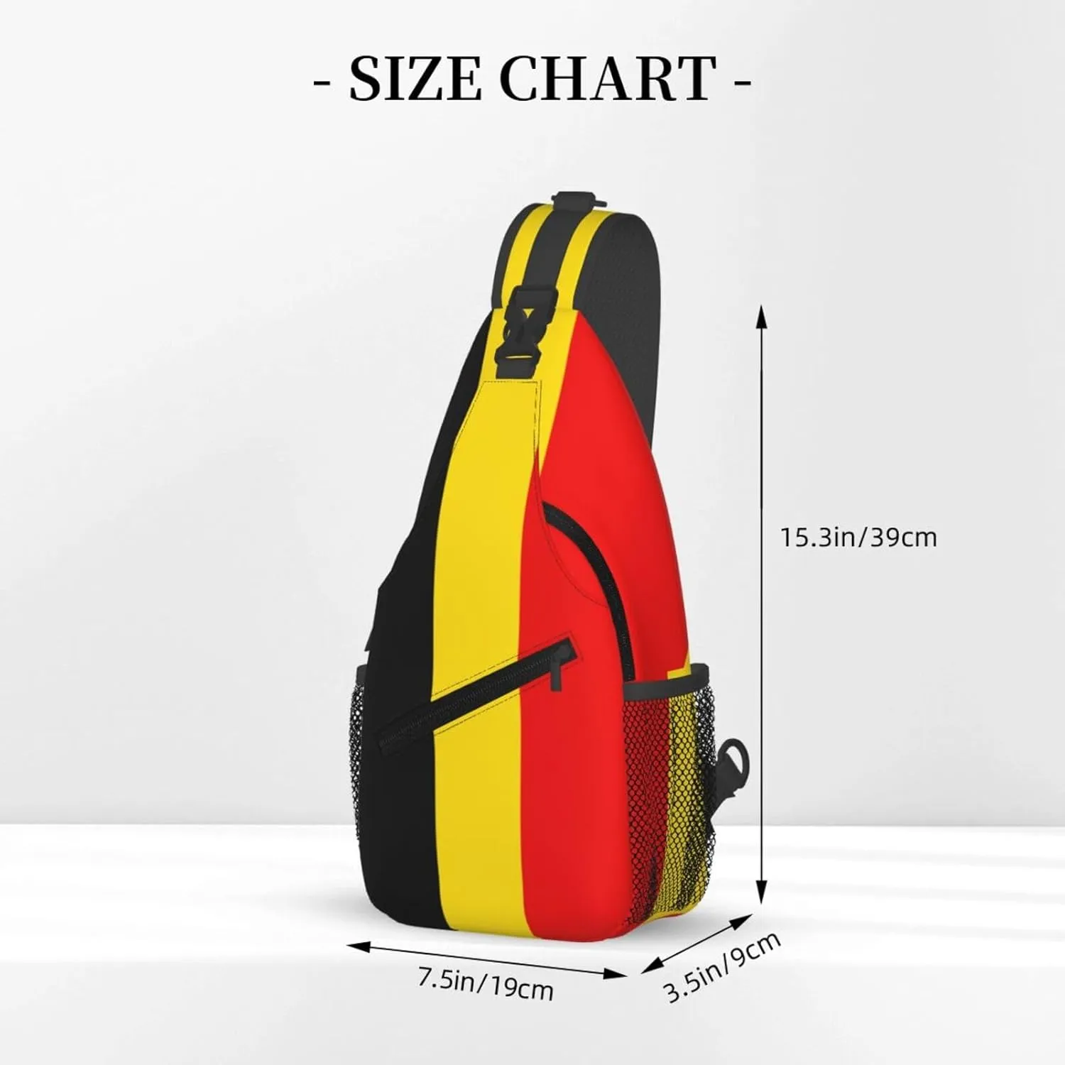 Belgian Flag Sling Bag for Men Women Adjustable Shoulder Sling Backpack Lightweight Chest Crossbody Bags for Travel Hiking Daypack Fanny Pack