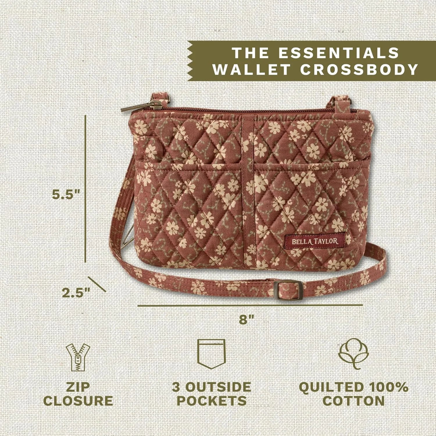 Bella Taylor Essentials Crossbody Purse with Built In Wallet