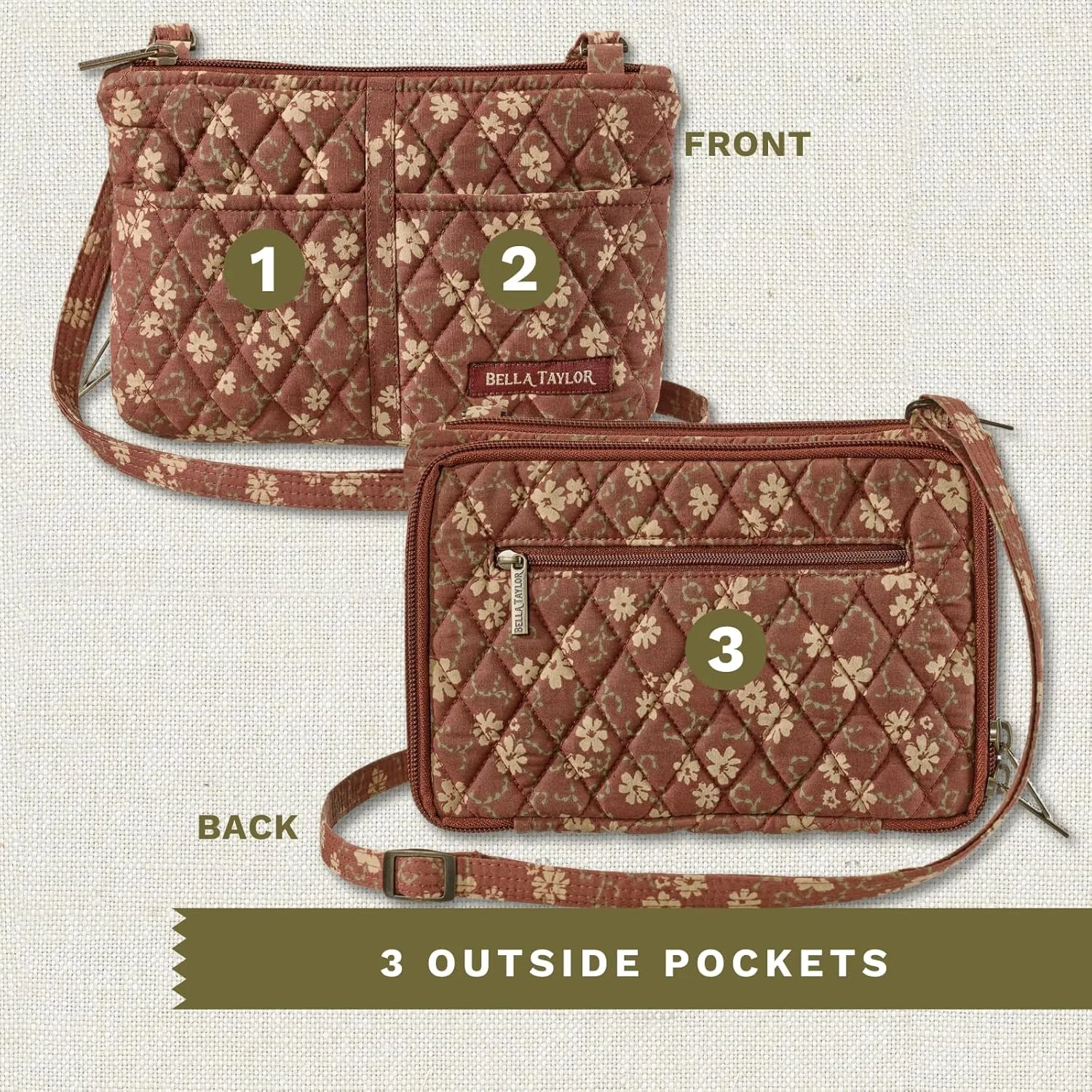 Bella Taylor Essentials Crossbody Purse with Built In Wallet