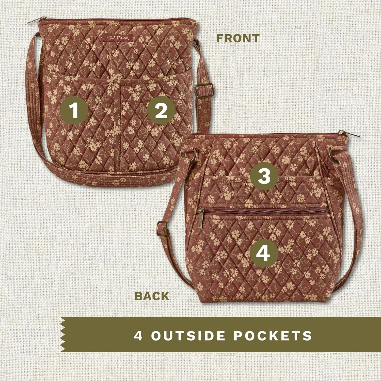 Bella Taylor Hipster Crossbody Purse for Women | Medium Size Shoulder Bag with Adjustable Strap