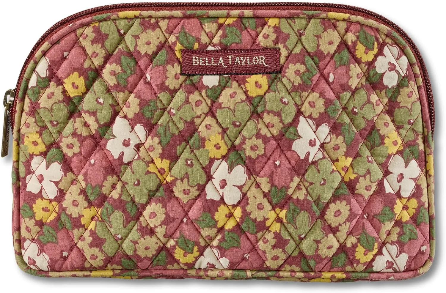 Bella Taylor Large Makeup Pouch for Women | Quilted Cotton Cosmetic Bag for Travel and Organization | Autumn Garden