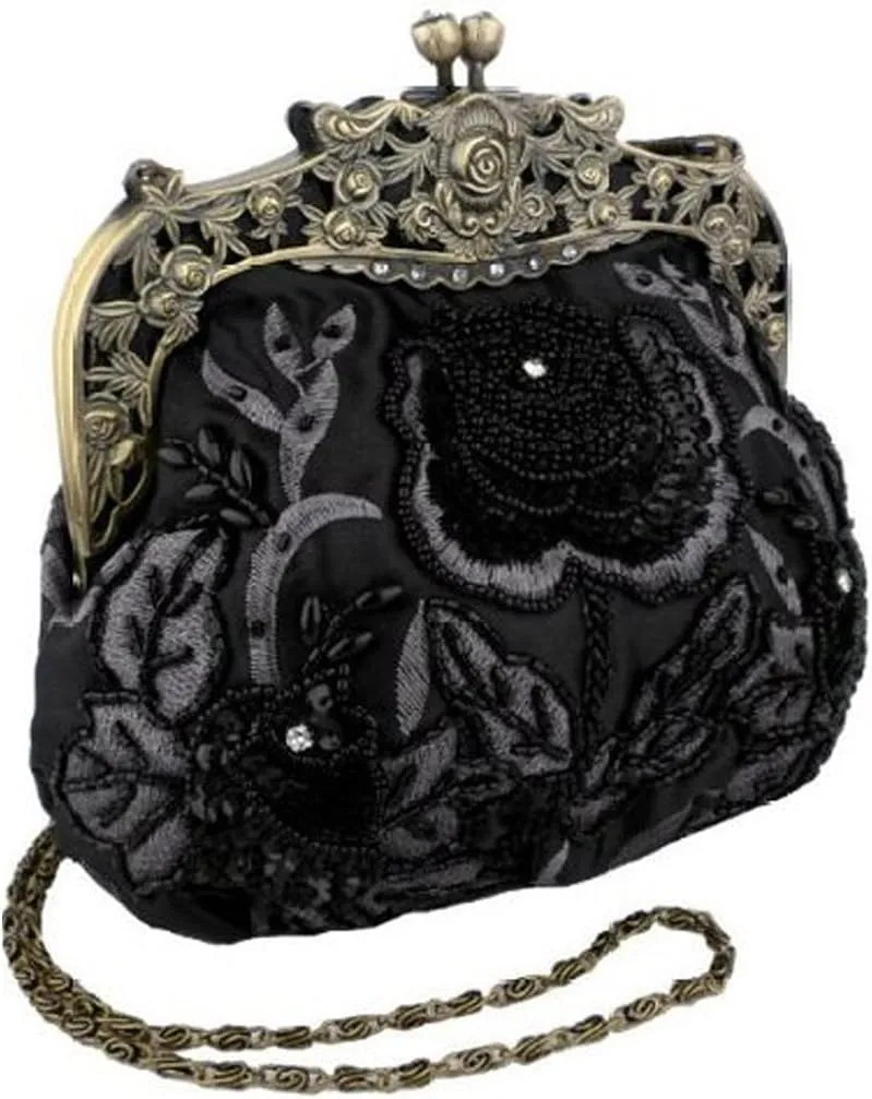 Belsen Women's Vintage Beaded Sequin Flower Evening Handbags