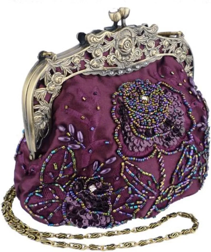Belsen Women's Vintage Beaded Sequin Flower Evening Handbags
