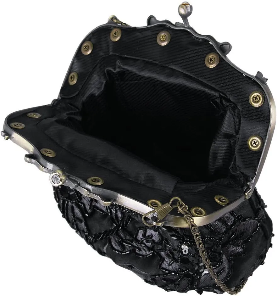 Belsen Women's Vintage Beaded Sequin Flower Evening Handbags